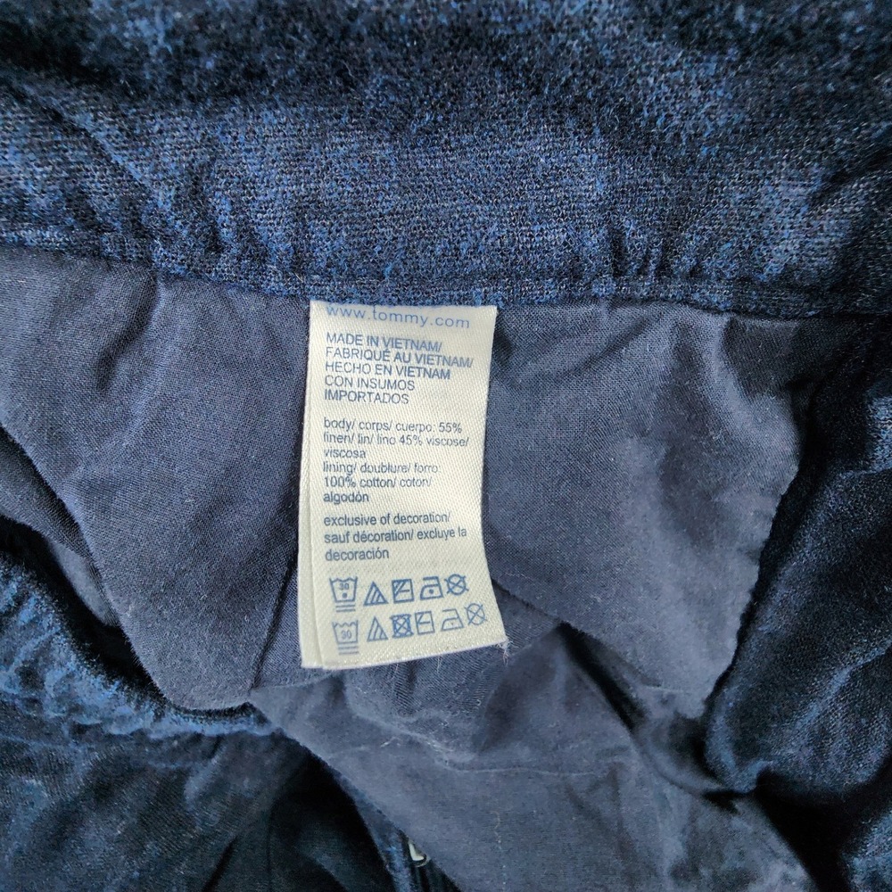 Tommy Hilfiger Womens Navy Blue Linen Blend Pleated Shorts Size M Elastic Back - Picture 5 of 7